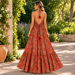 Vestido Mara Rubí Oriental con Estampado Paisley - BOUTIQUEDELAINDIA