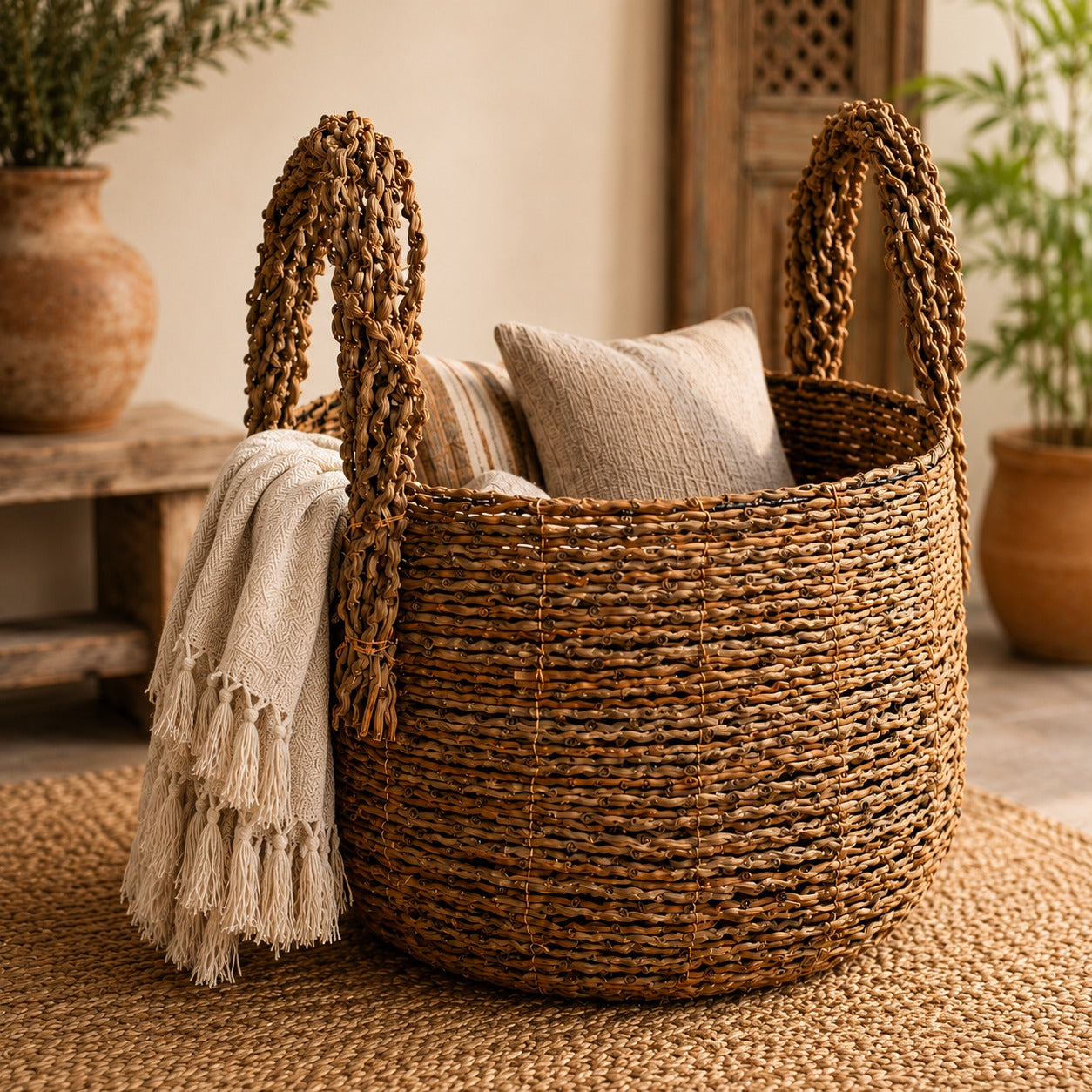 Woven seje palm basket