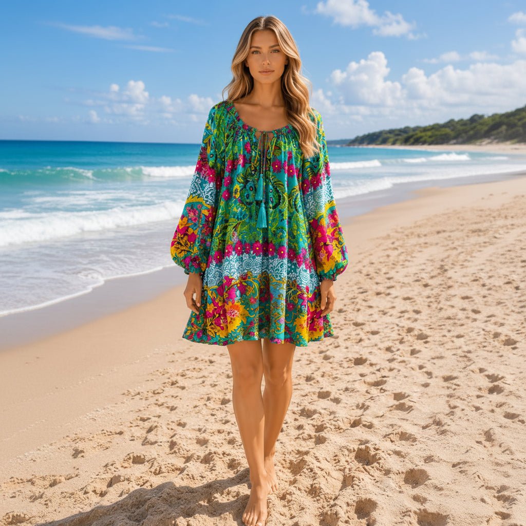 Vestido Corto Kalindi Hindú Verde - BOUTIQUEDELAINDIA