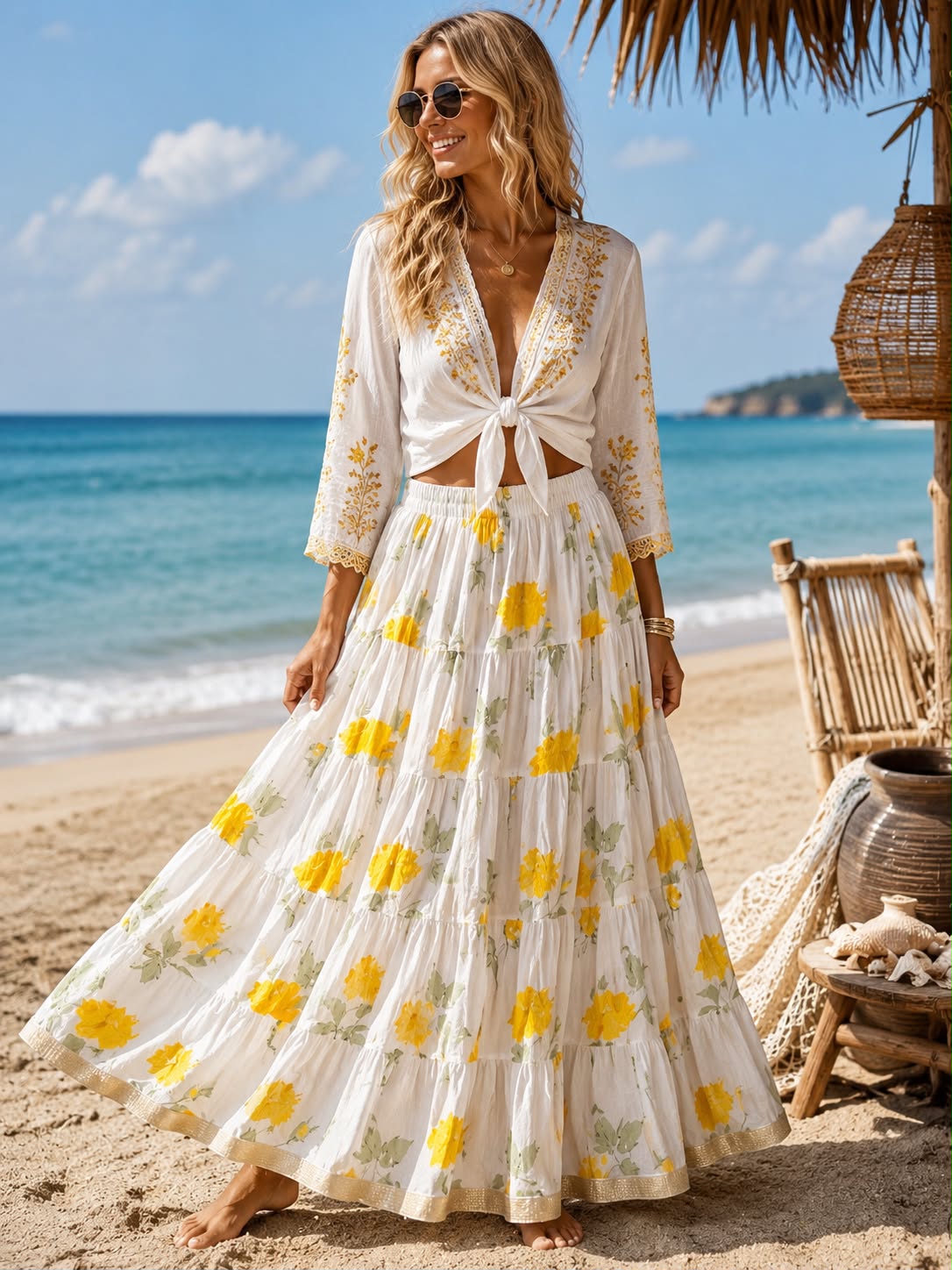 Falda Anarkali Blanca