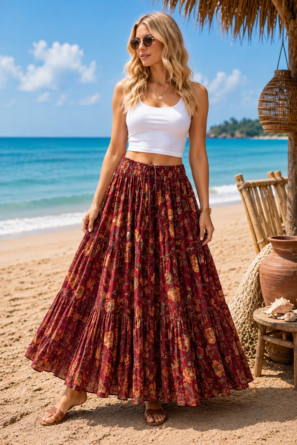 Falda Anarkali Roja