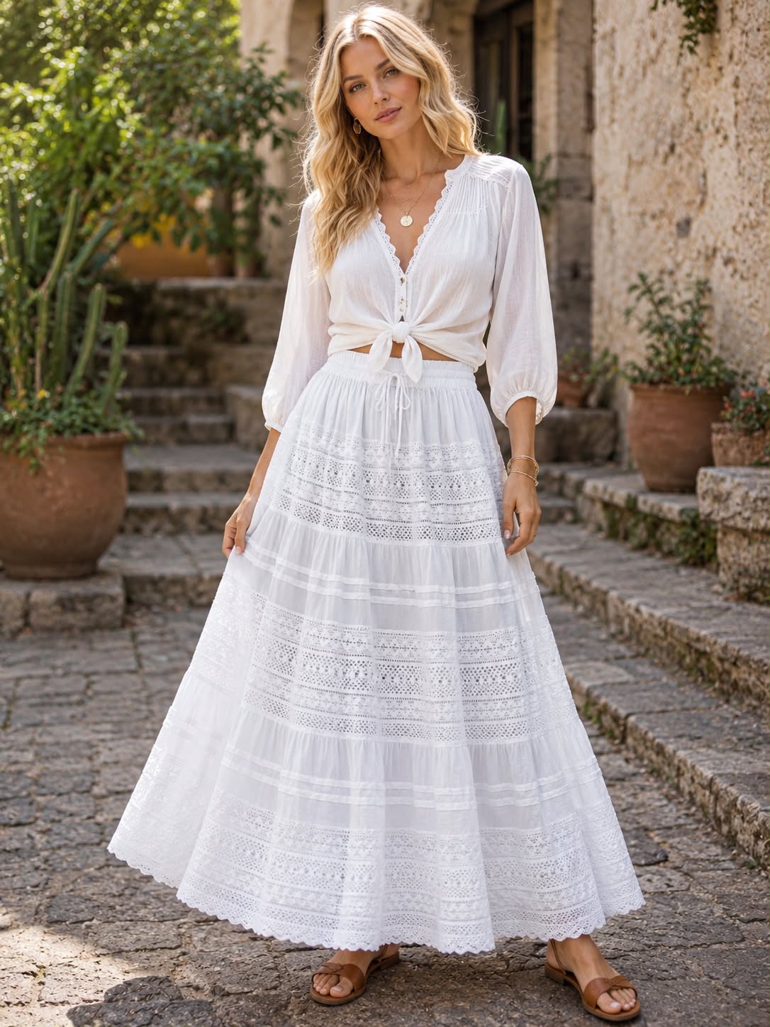 Falda Manya Blanca
