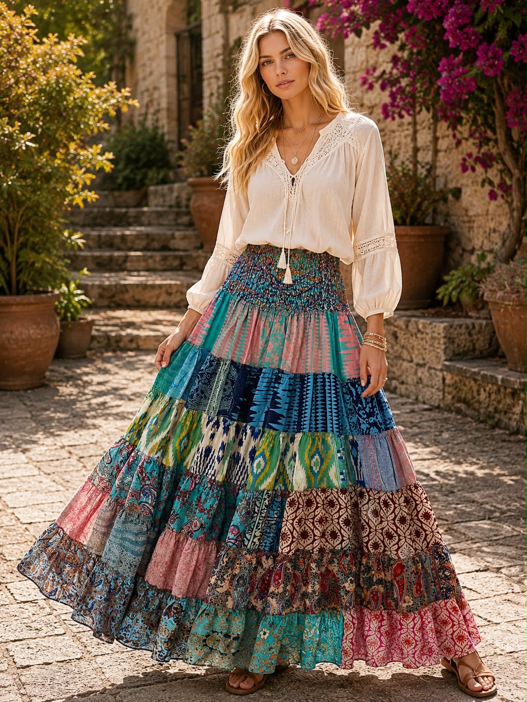 Falda Patchwork Multicolor