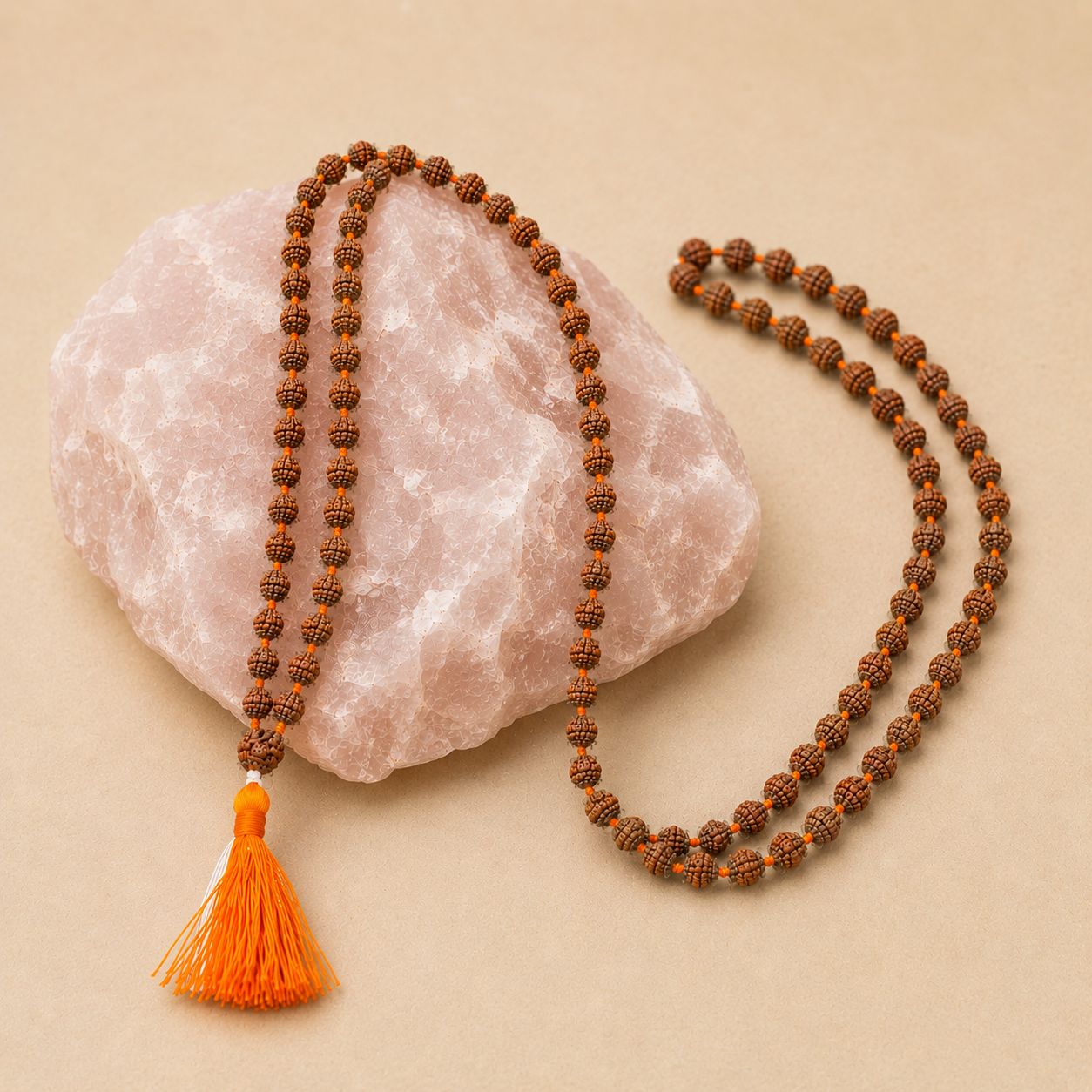 Japa Mala de Rudraksha 108 Semillas para Meditar Grande