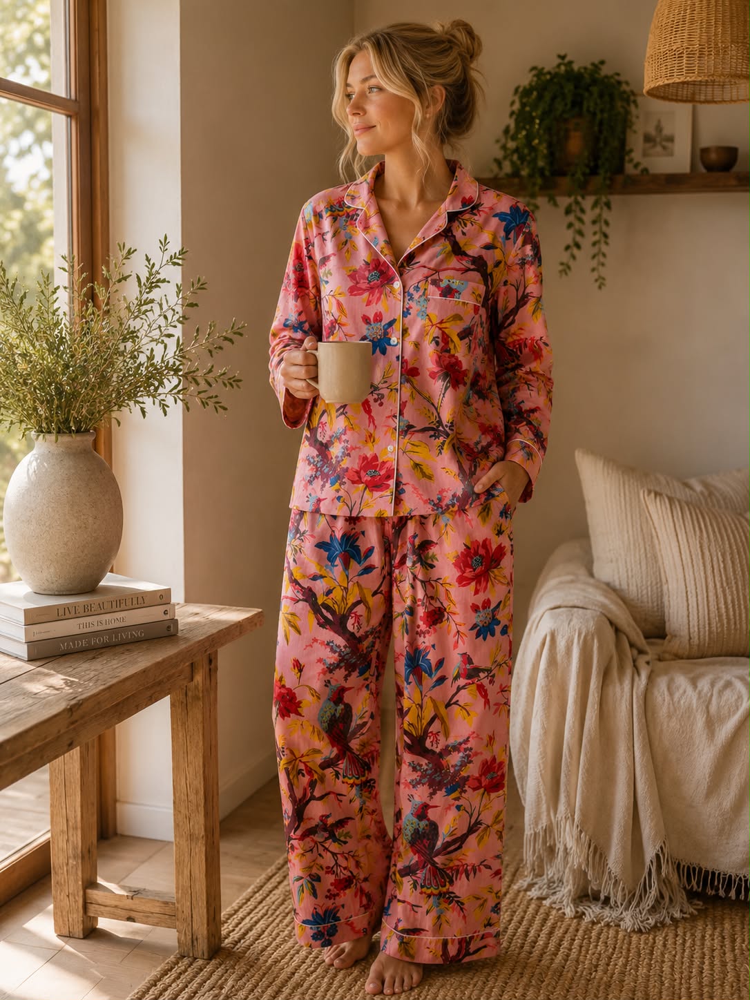 Pijama Block Print Pavos Reales