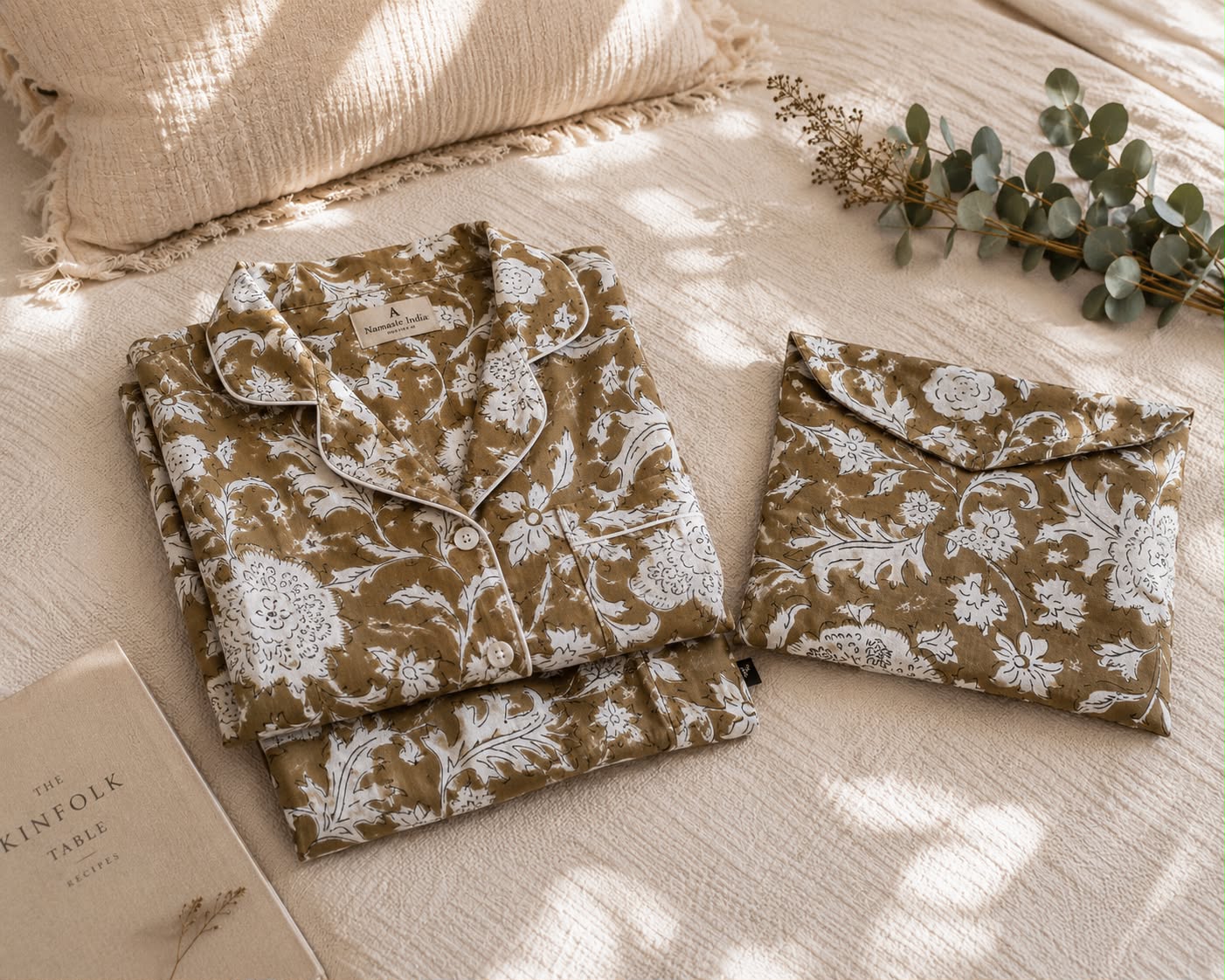 Pijama Block Print Taj Camel - BOUTIQUEDELAINDIA