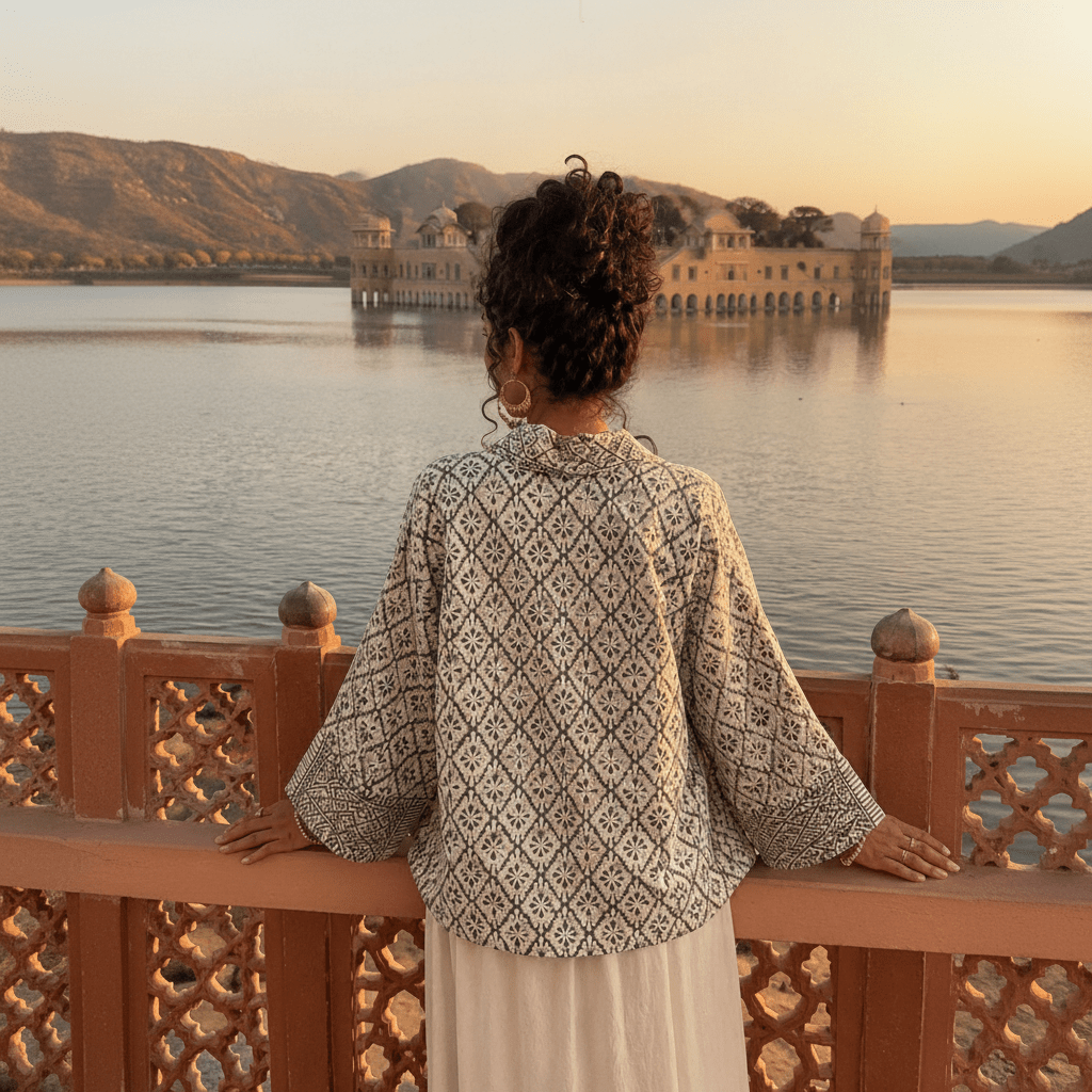 Chaqueta Kimono Yashvi en Algodón - BOUTIQUEDELAINDIA