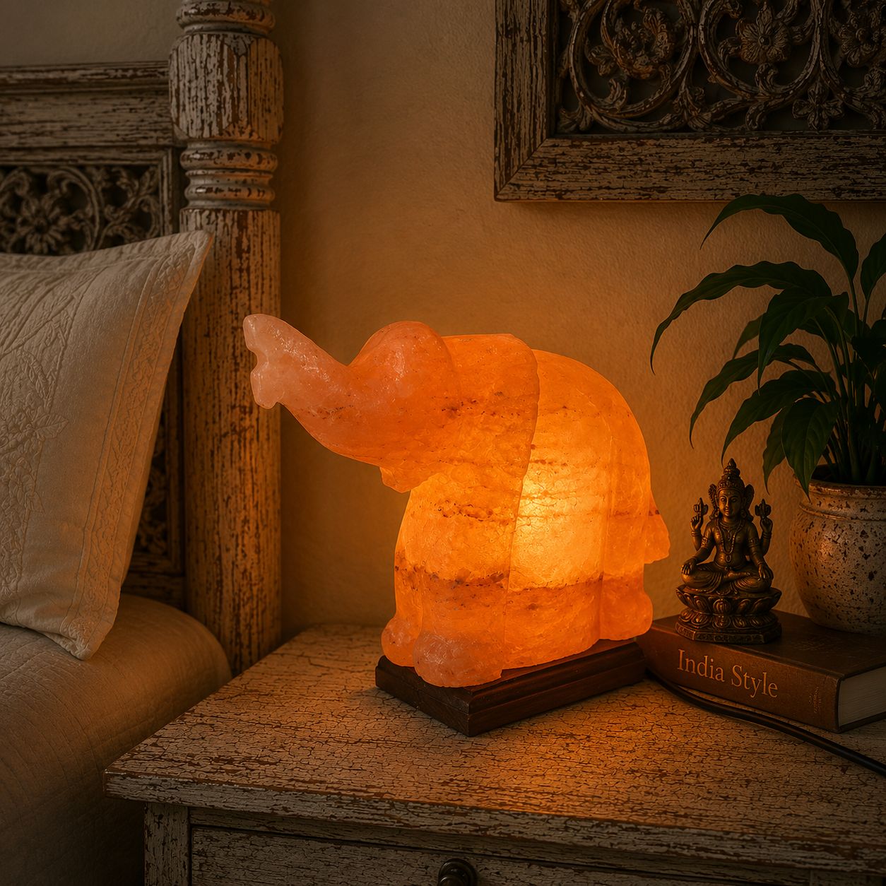 Lámpara de Sal Himalaya Elefante - BOUTIQUEDELAINDIA