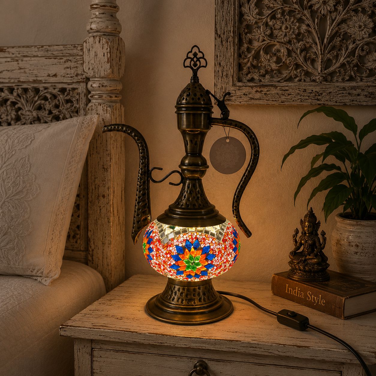 Lámpara Turca Tetera Ritika - BOUTIQUEDELAINDIA