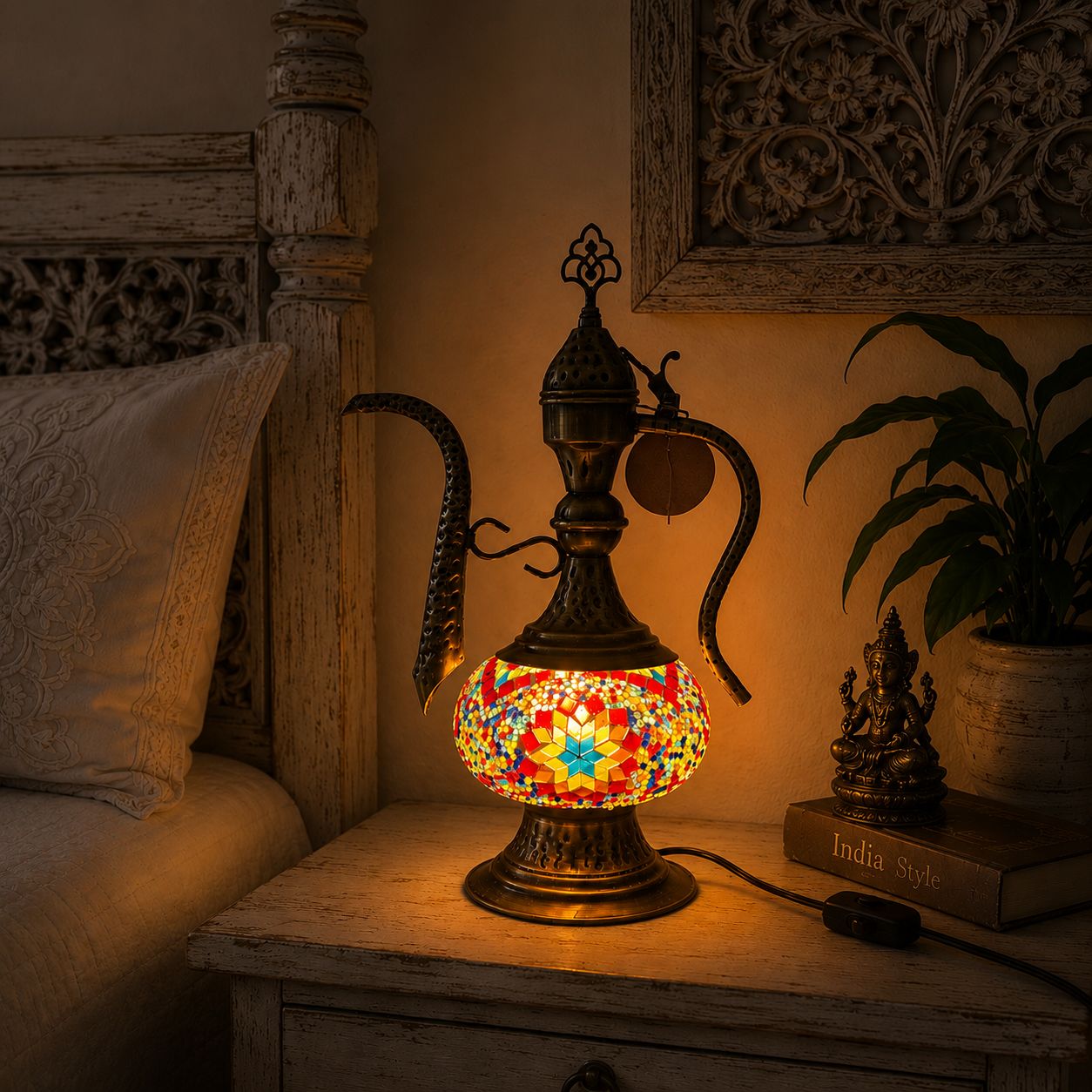 Lámpara Turca Tetera Pranavi - BOUTIQUEDELAINDIA