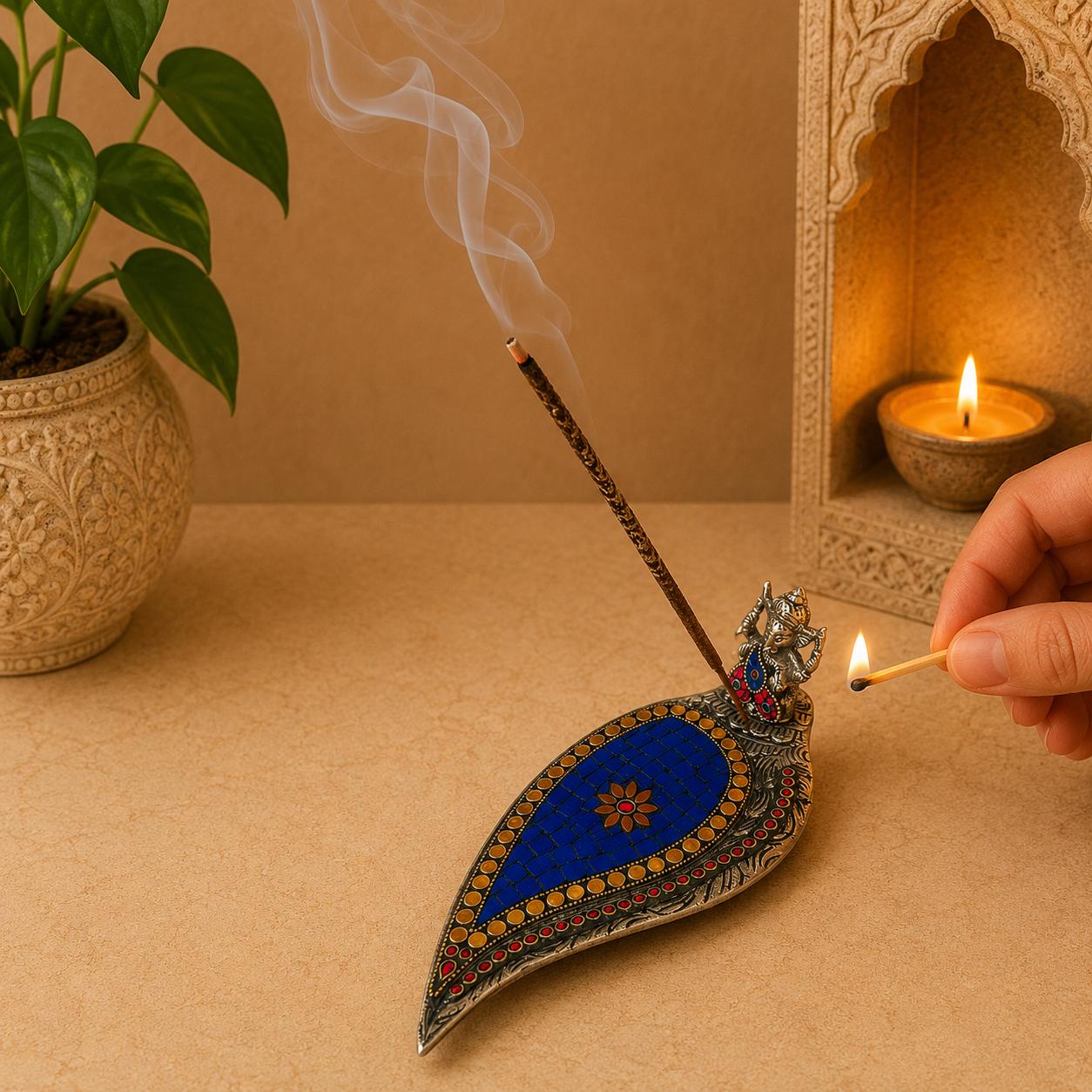 Porta Inciensos con Figura de Ganesha Azul - BOUTIQUEDELAINDIA