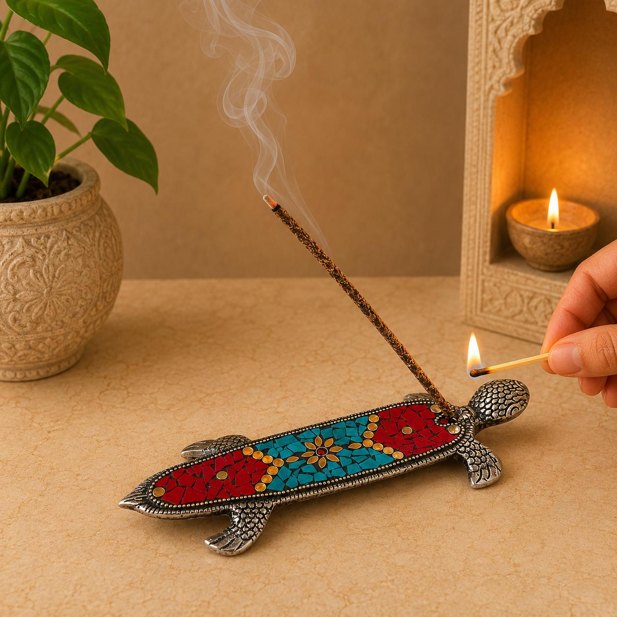 Porta incienso Tortuga Turquesa - BOUTIQUEDELAINDIA