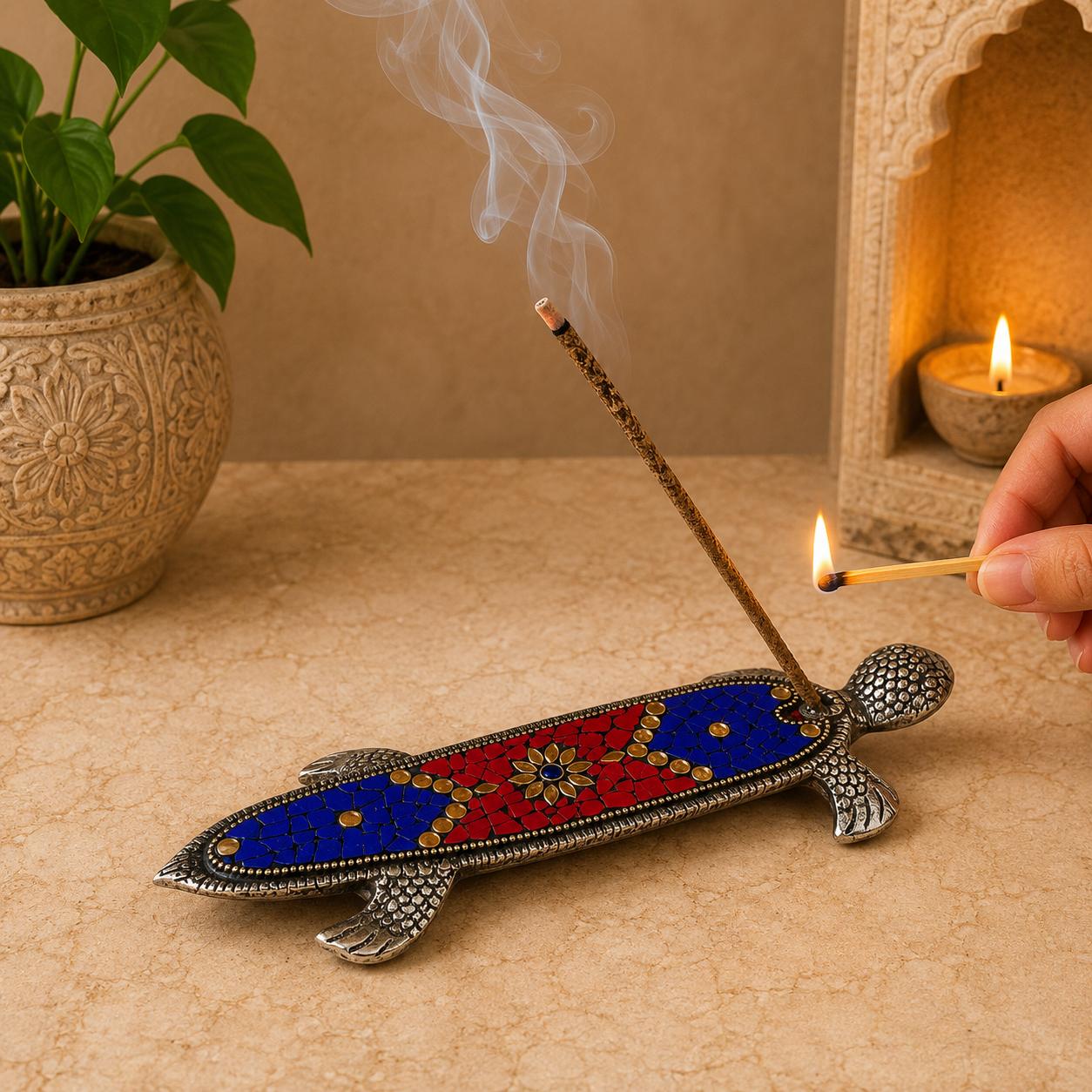 Porta Incienso Tortuga Azul - BOUTIQUEDELAINDIA