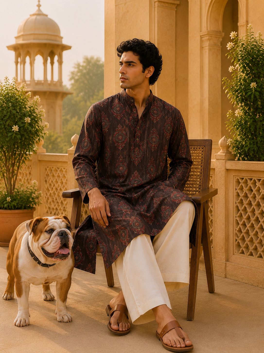Kurta Larga Para Hombre (Chocolate)