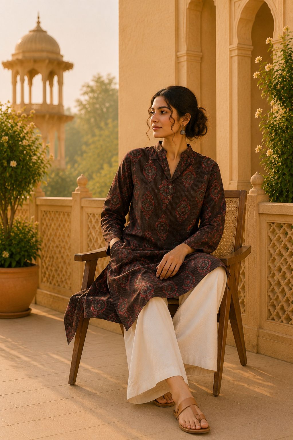 Kurta Larga Para Mujer (Chocolate)