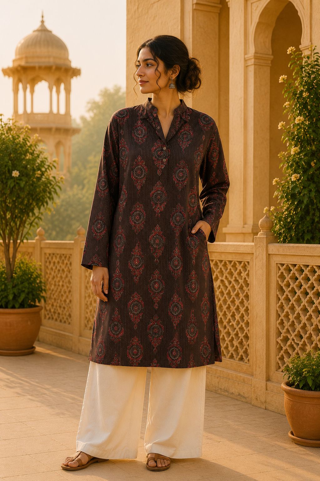 Kurta Larga Para Mujer (Chocolate)
