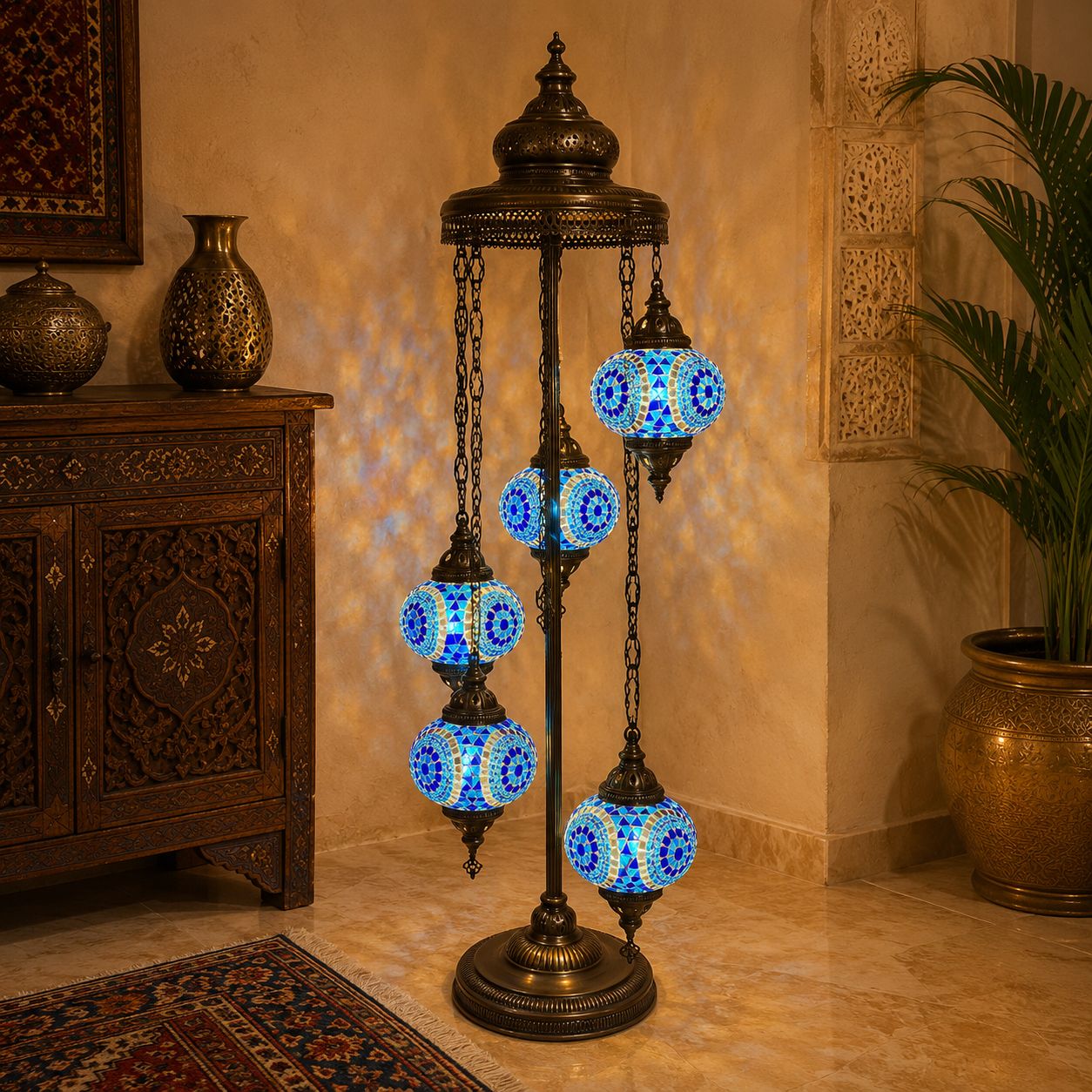 Lámpara Turca Cinco Lunas Bina - BOUTIQUEDELAINDIA