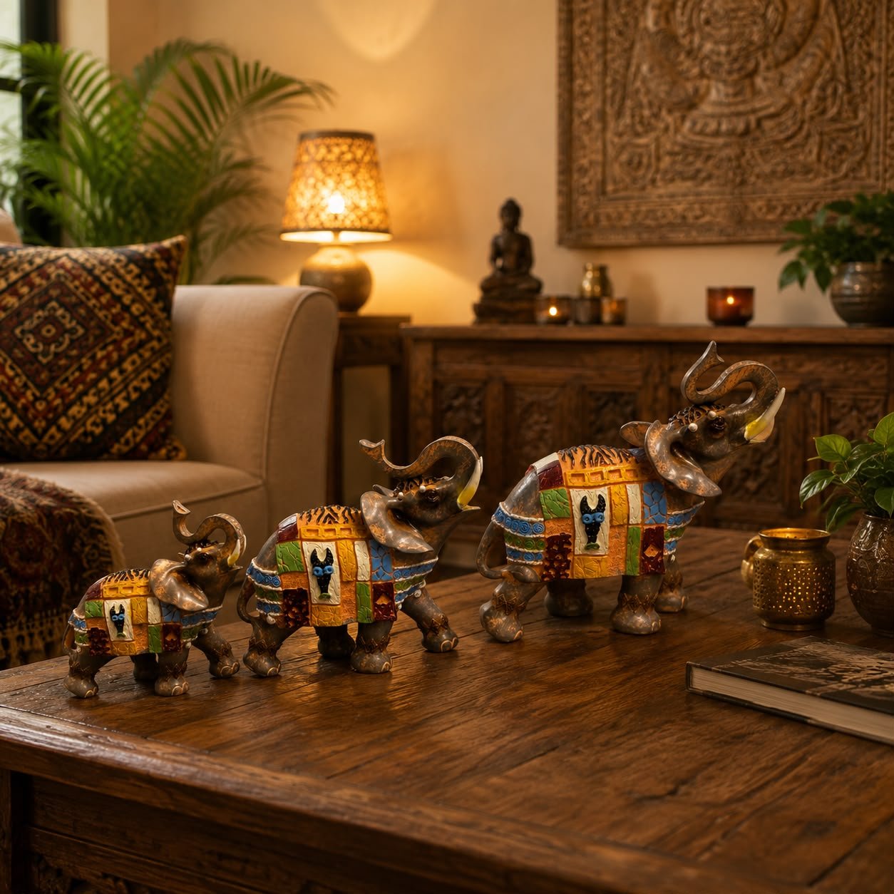 Figuras Decorativas Set x3 Elefantes Gajendra - BOUTIQUEDELAINDIA