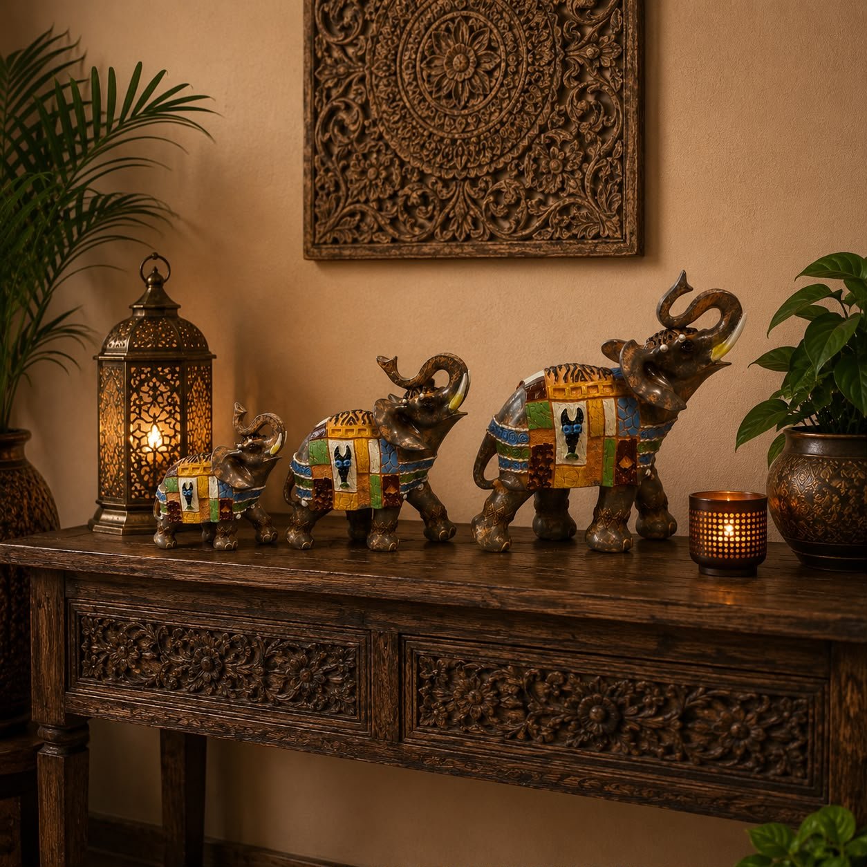 Figuras Decorativas Set x3 Elefantes Gajendra - BOUTIQUEDELAINDIA