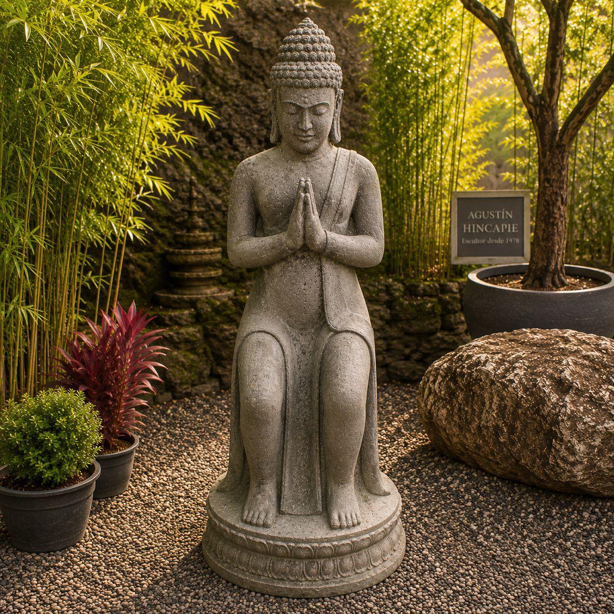 Estatua Buda Samadhi en piedra de río - BOUTIQUEDELAINDIA