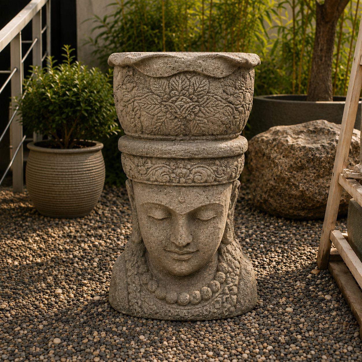 Estatua Maceta de Buda en piedra de río - BOUTIQUEDELAINDIA