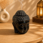 Quemador de Aceites Esenciales Cabeza de Buda Negro - BOUTIQUEDELAINDIA