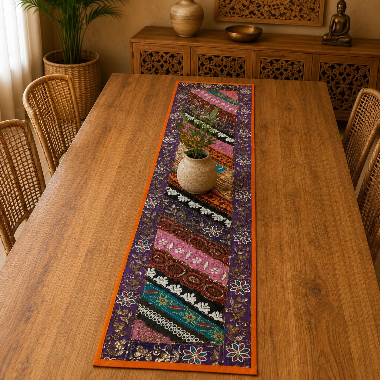 Camino de Mesa Patchwork Floral Hindú - BOUTIQUEDELAINDIA