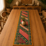 Camino de Mesa Patchwork Oriental Rosa y Verde - BOUTIQUEDELAINDIA