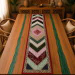 Camino de Mesa Artesanal Verde y Vino Pie de Mesa - BOUTIQUEDELAINDIA