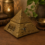 Figura Decorativa Caja Pirámide Horus Dorada