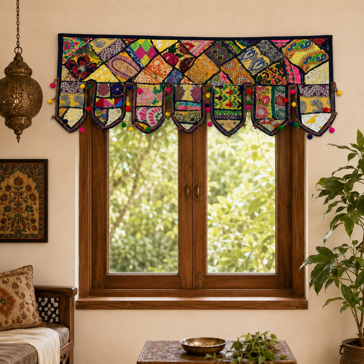 Cenefa India Rangoli Multicolor con Pompones