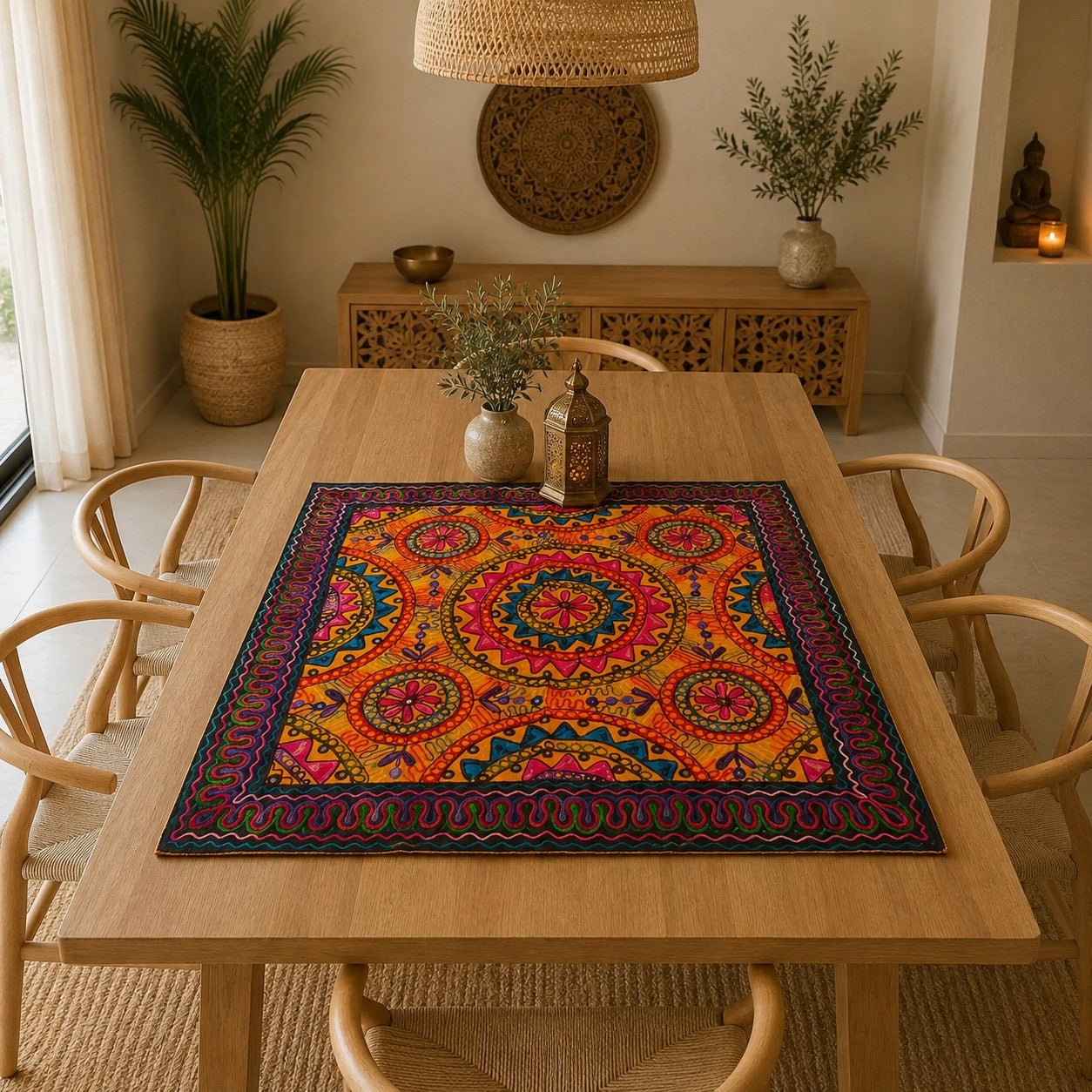 Mantel de Mesa Surya Mandala de la India - BOUTIQUEDELAINDIA