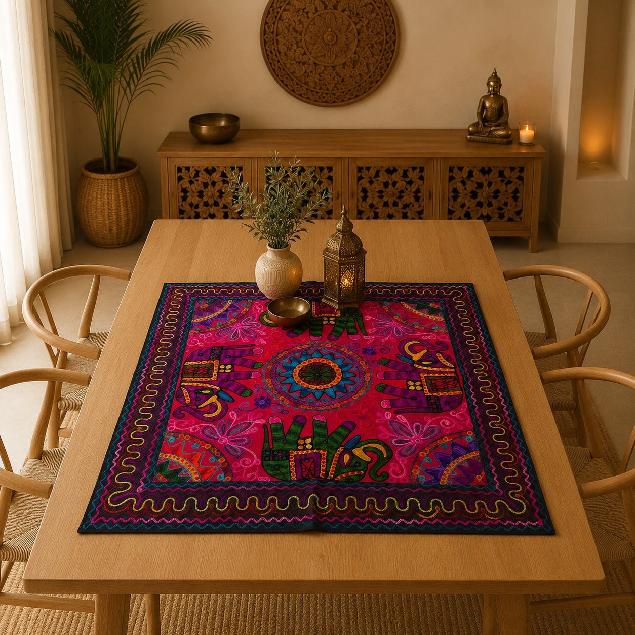 Mantel de Mesa Surya Mandala de la India - BOUTIQUEDELAINDIA