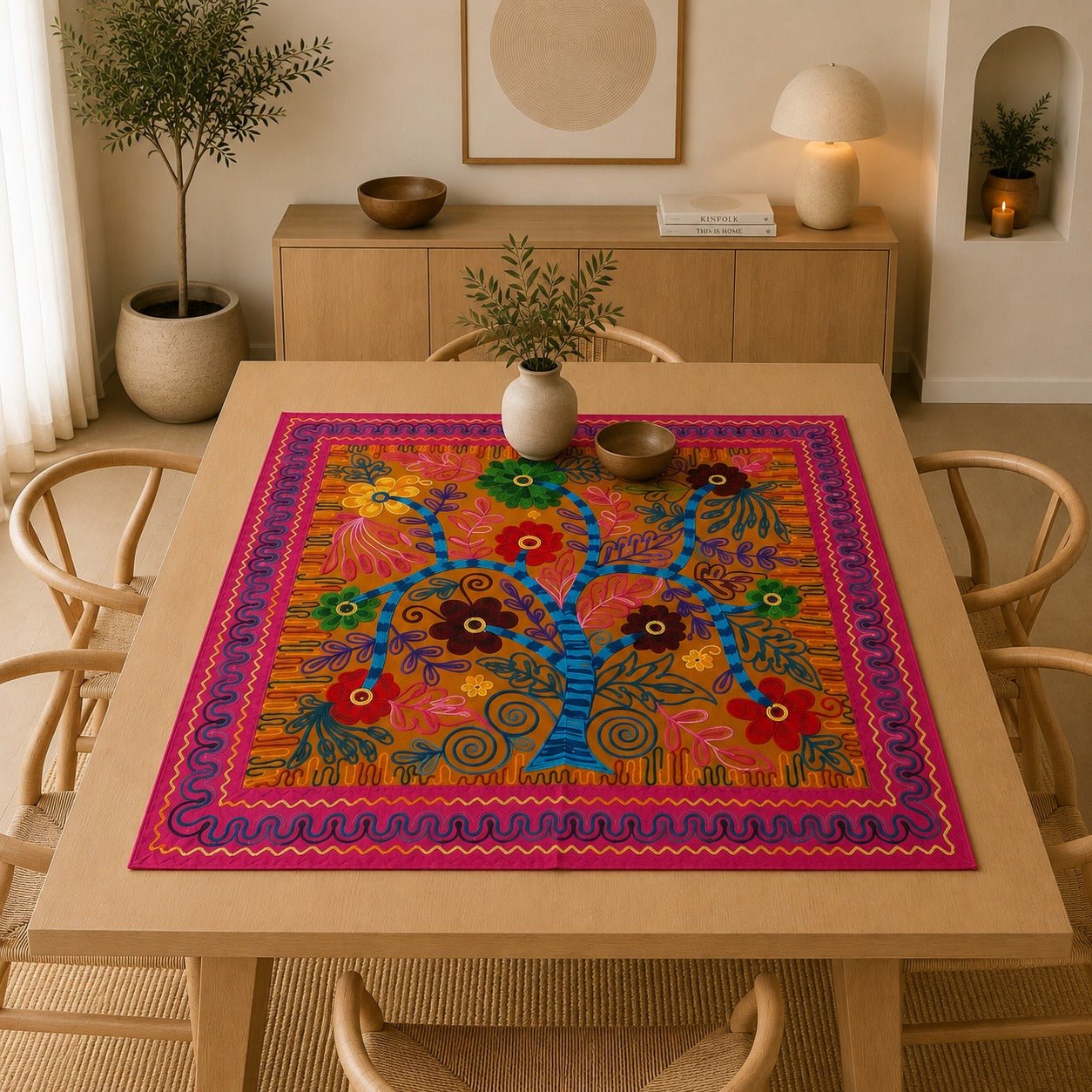 Mantel de Mesa Vriksha de la India - BOUTIQUEDELAINDIA