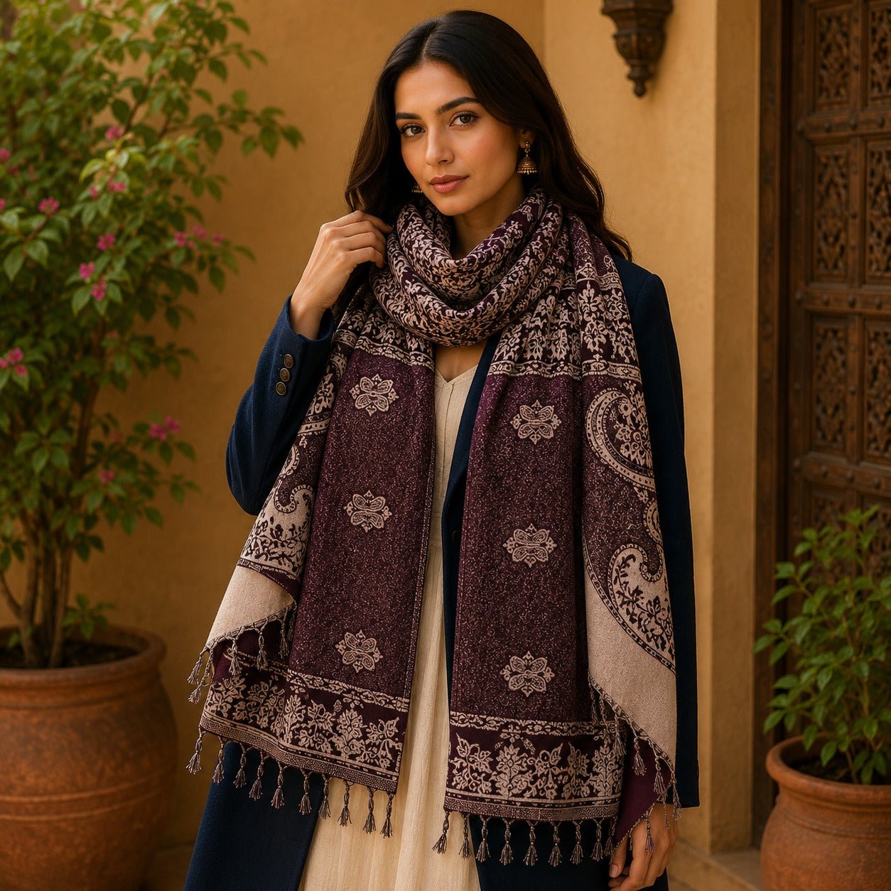 Pashmina Imperial Café de Cachemira - BOUTIQUEDELAINDIA
