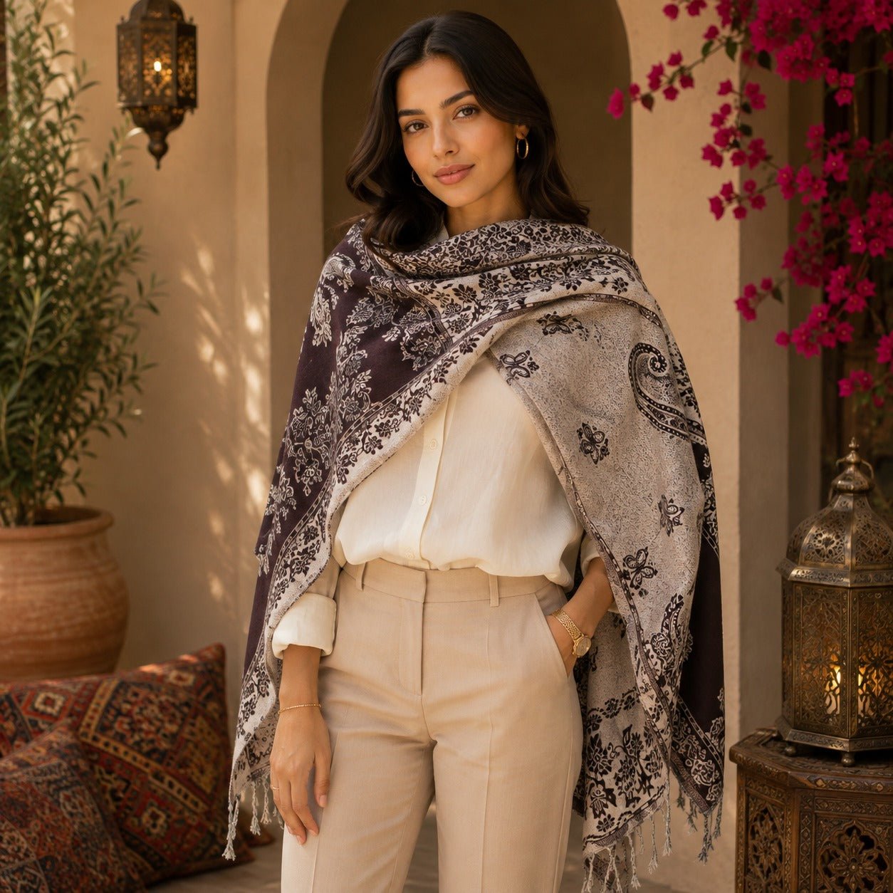 Pashmina Imperial Kashmir Cacao - BOUTIQUEDELAINDIA