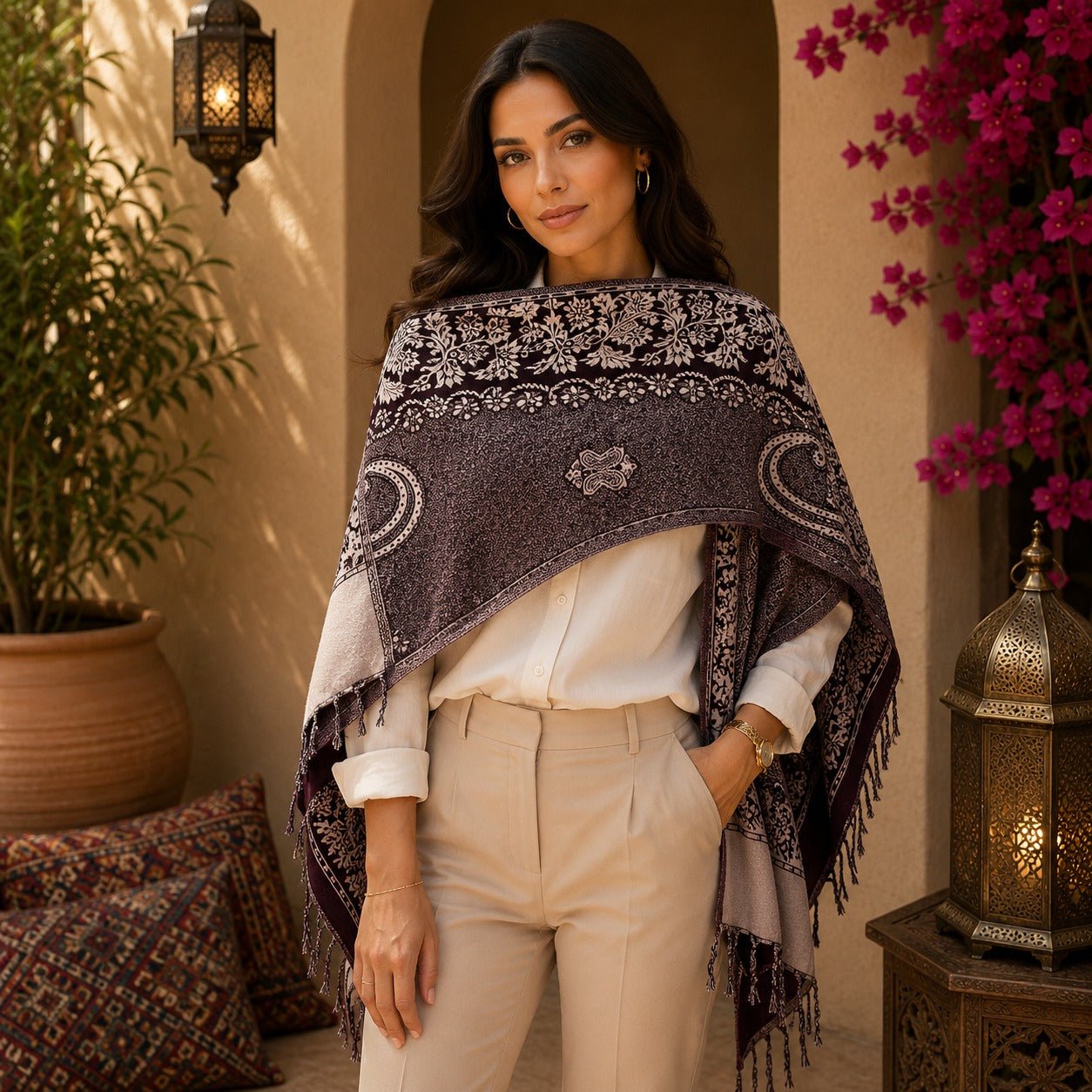Pashmina Imperial Café de Cachemira - BOUTIQUEDELAINDIA