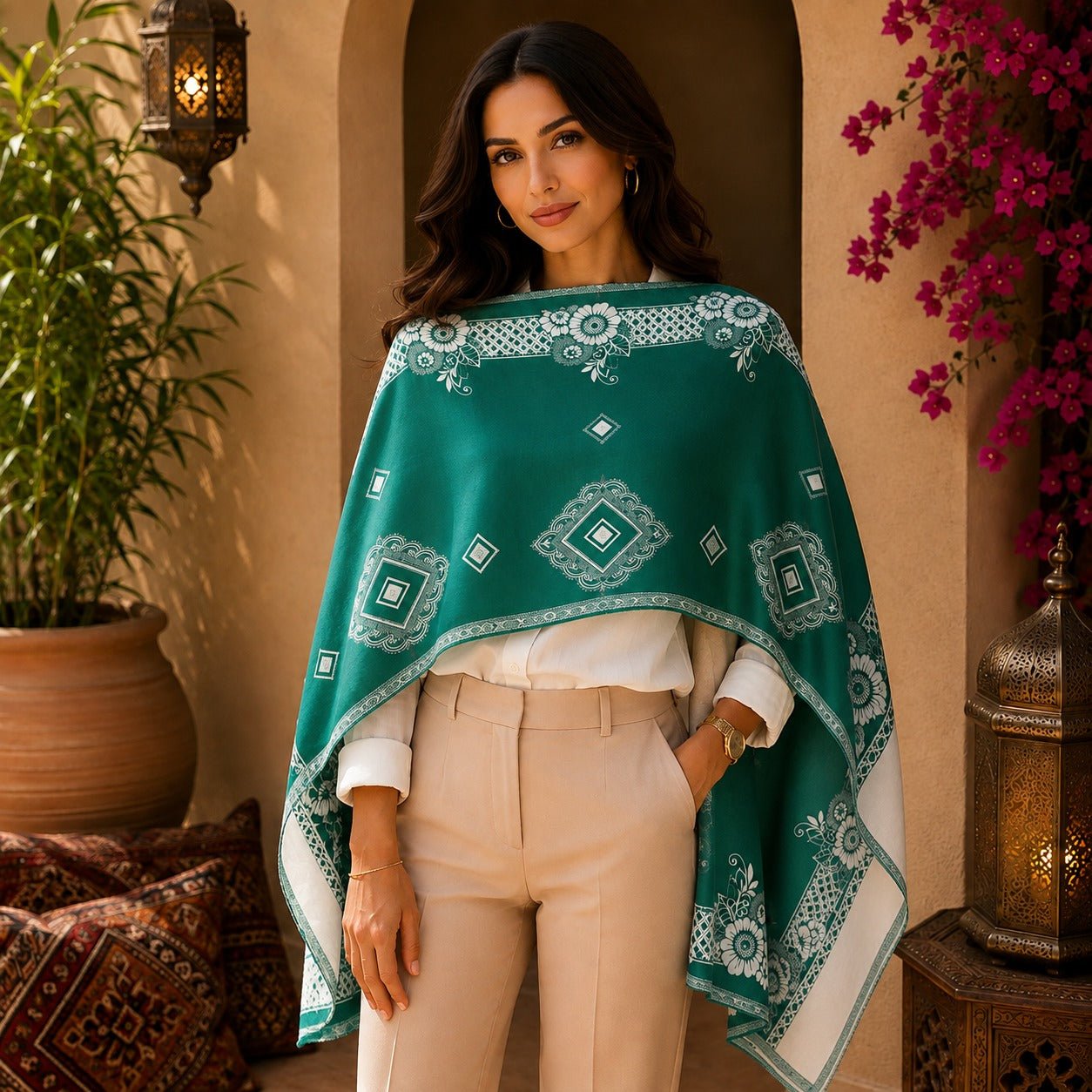 Pashmina Imperial Esmeralda de Cachemira - BOUTIQUEDELAINDIA