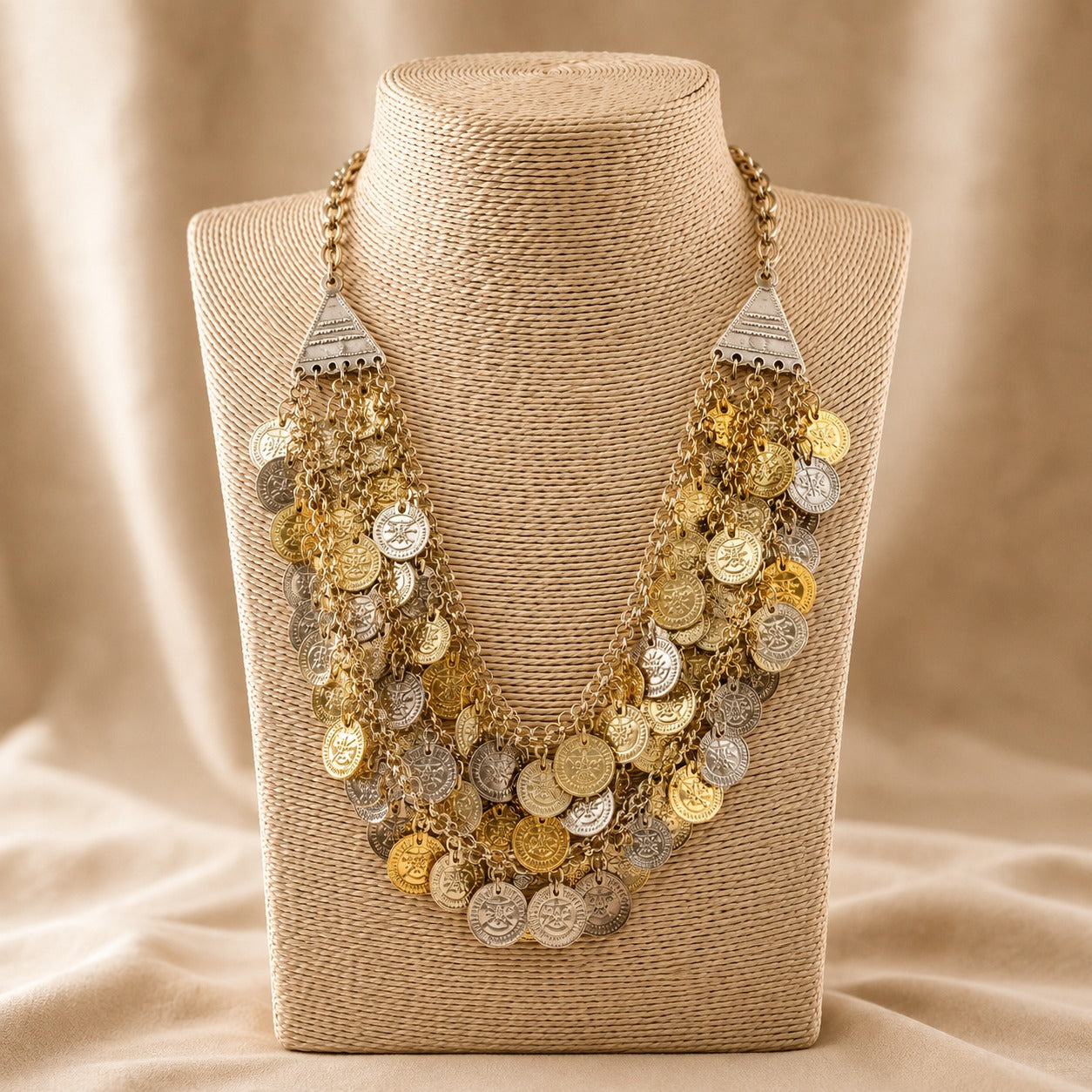 Collar artesanal, collar de monedas, collar plateado, collar boho, collar étnico, joyería india - BOUTIQUEDELAINDIA