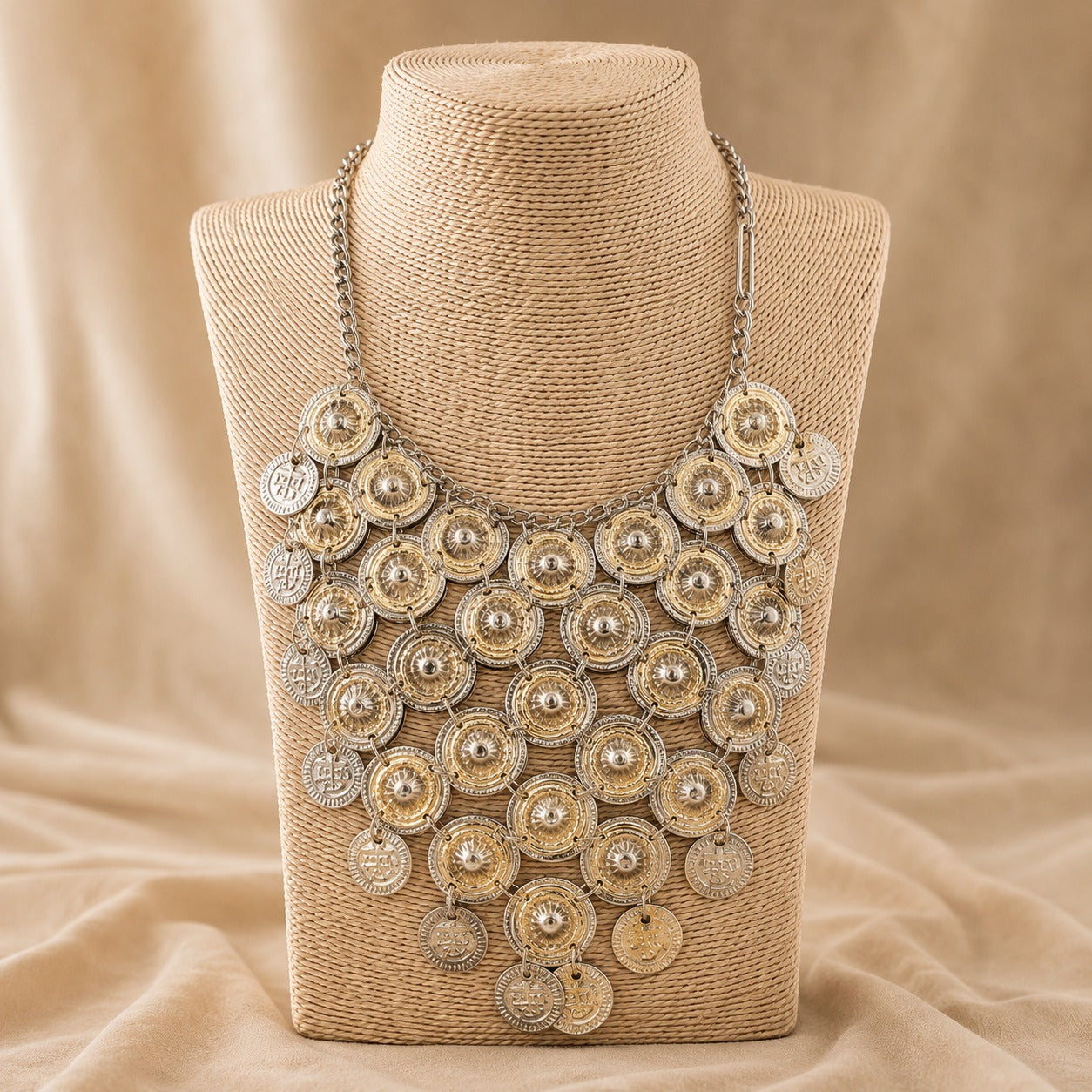 Collar artesanal, collar de monedas, collar plateado, collar boho, collar étnico, joyería india - BOUTIQUEDELAINDIA