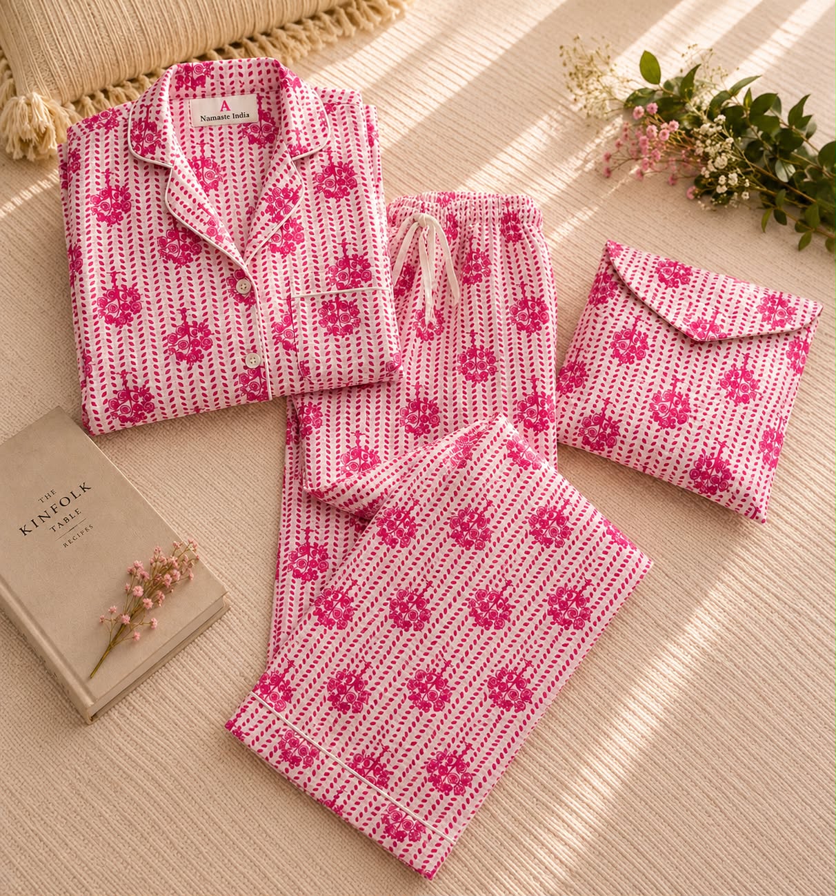 Pijama Block Print Cerezo Rosa