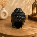 Quemador de Aceites Esenciales Cabeza de Buda Negro - BOUTIQUEDELAINDIA