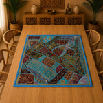 Mantel Decorativo Azul Turquesa Patchwork - BOUTIQUEDELAINDIA