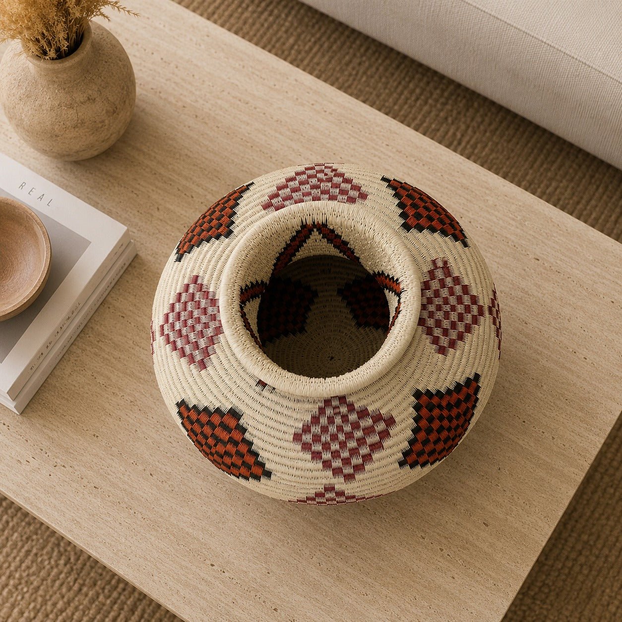 Canasto de Mesa Artesanal Werrengue Siona Terracota - BOUTIQUEDELAINDIA