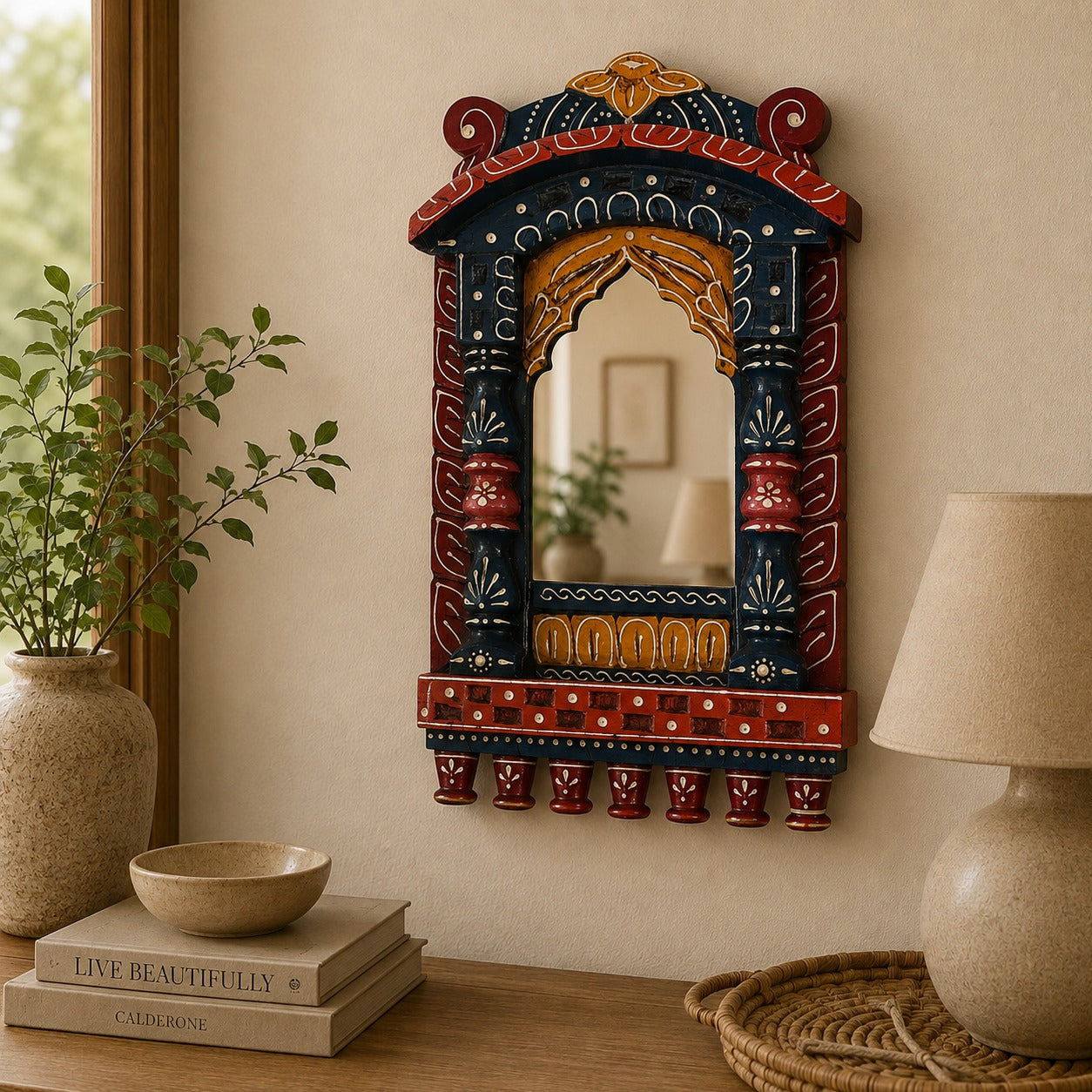 Marco para Espejo Decorativo Jharokha Pushpa - BOUTIQUEDELAINDIAENCOLOMBIA