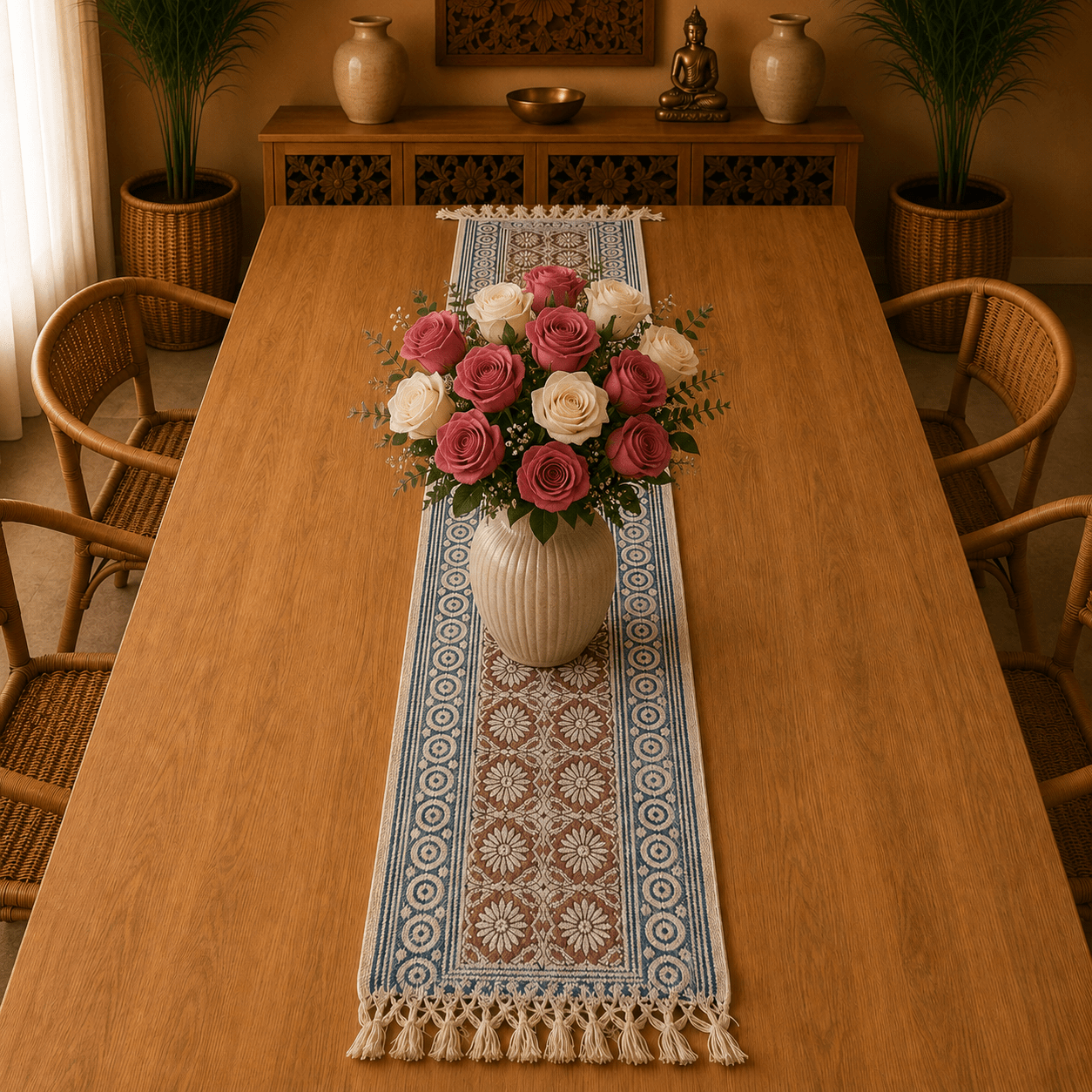 Camino de Mesa Nilgiri Flores Eternas - BOUTIQUEDELAINDIA