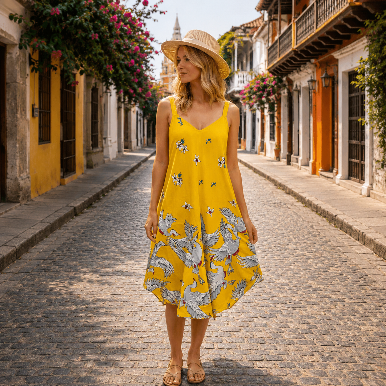 Vestido Scarf Tela Fresca DR-6-2 Amarillo 