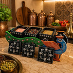 Organizador de Condimentos Pavo Real de los Jardines de Udaipur - BOUTIQUEDELAINDIA