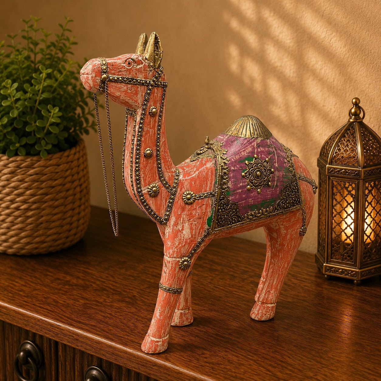 Camello Decorativo Caravana Rosa de Jaipur - BOUTIQUEDELAINDIA