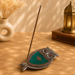 Portaincienso Búho en Metal con Mosaico Turquesa